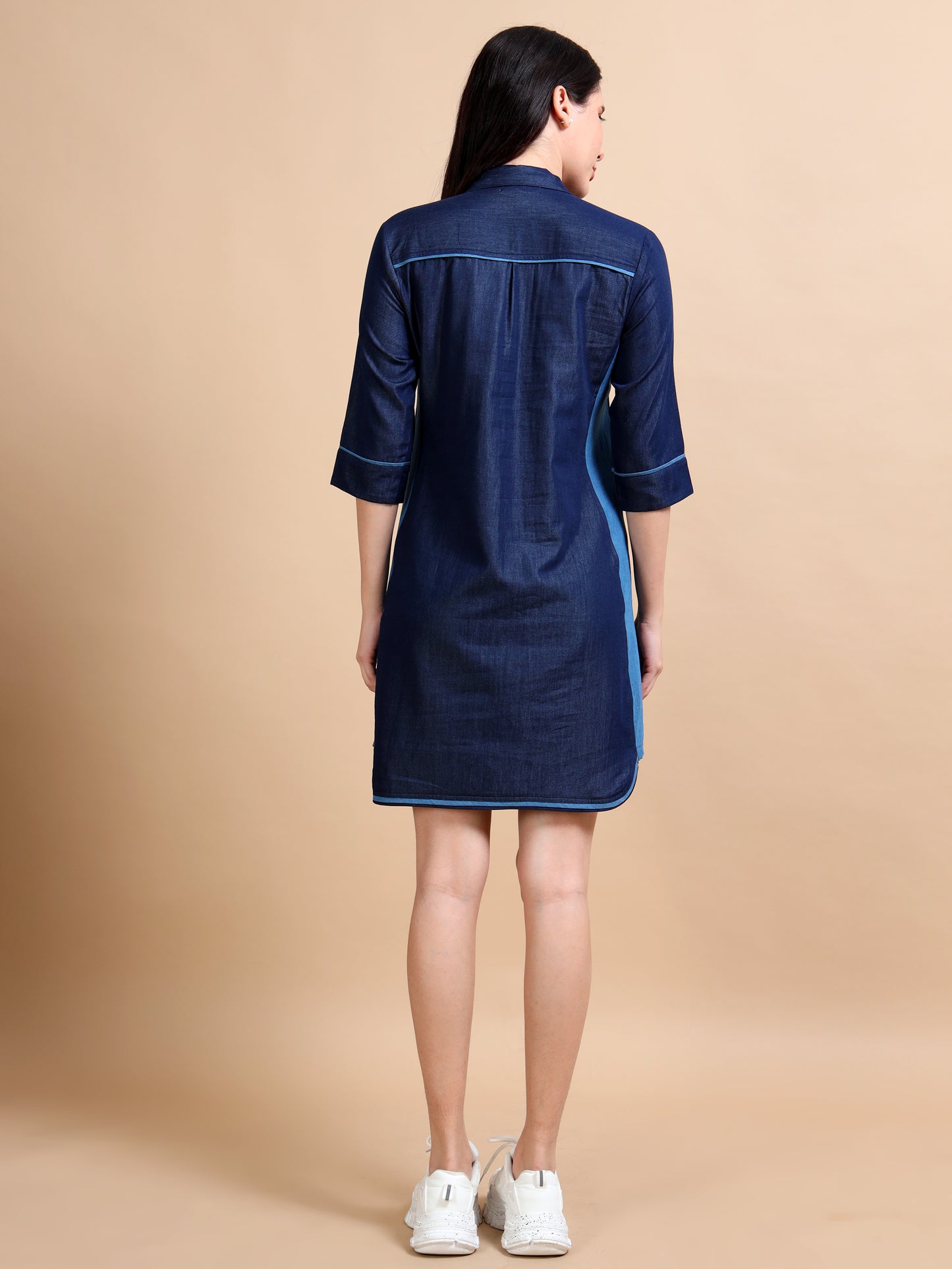 Shirt Style Collared Denim Dress