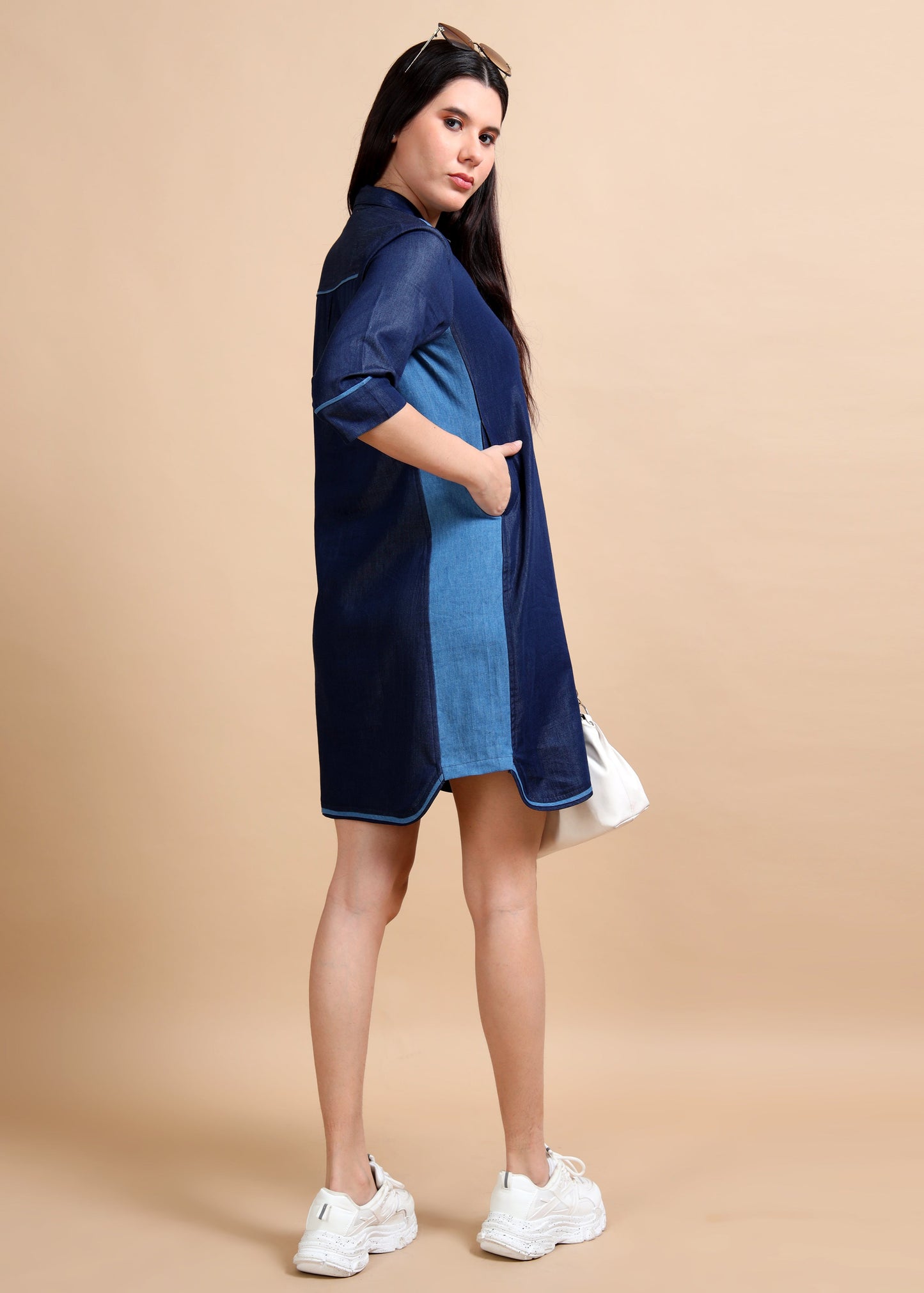 Shirt Style Collared Denim Dress