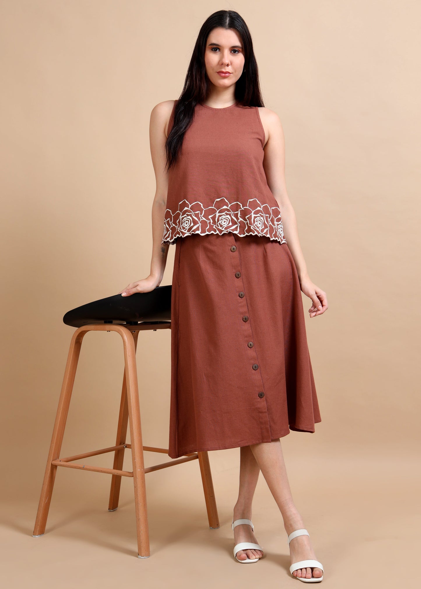 Mocha Mousse Skirt Coord Set