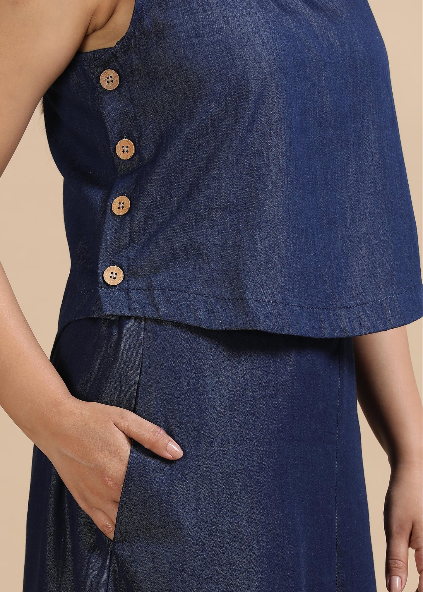 Twilight Denim Crop Top (Dark Blue)