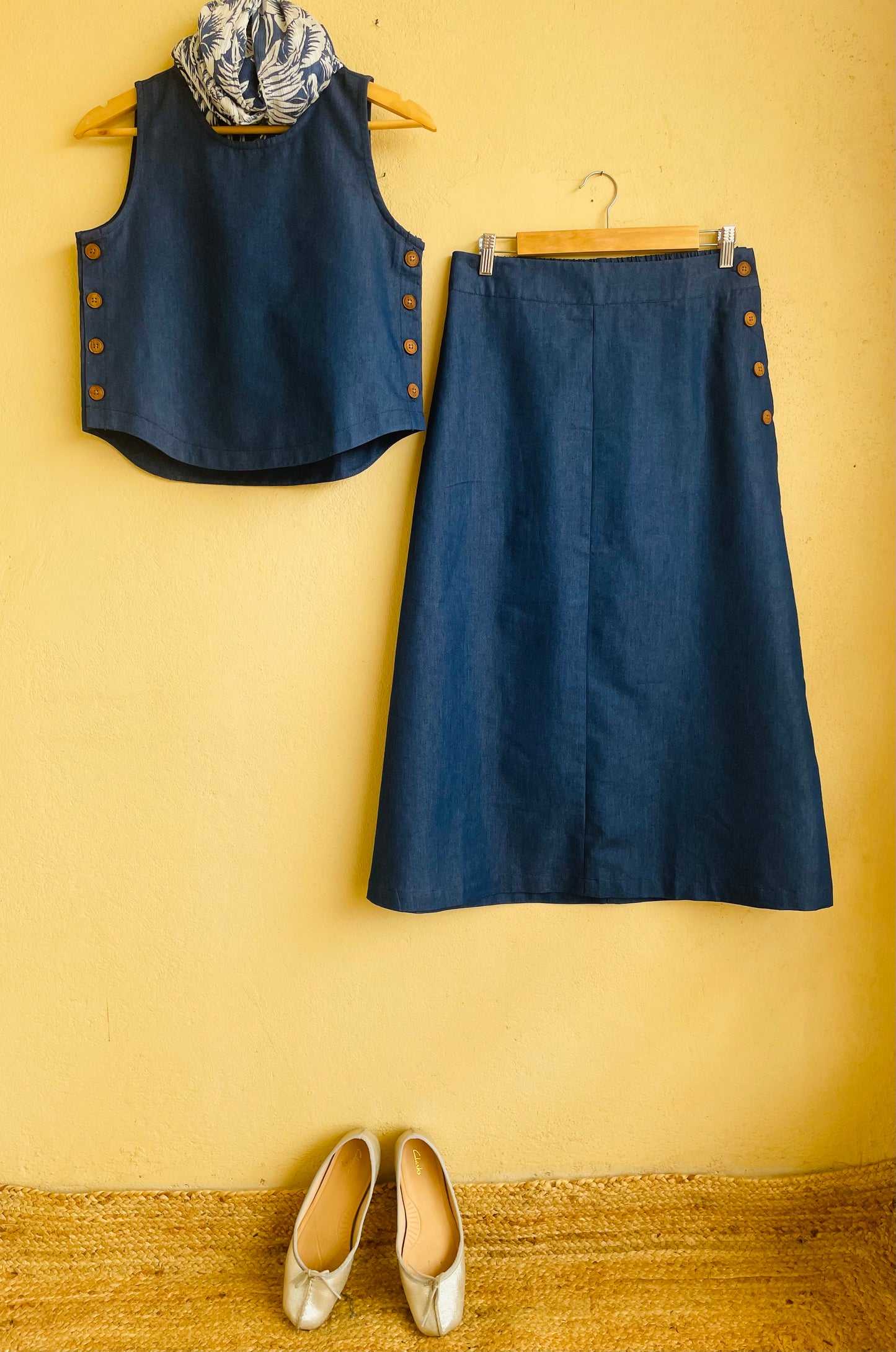 Twilight Denim Crop Top (Dark Blue)
