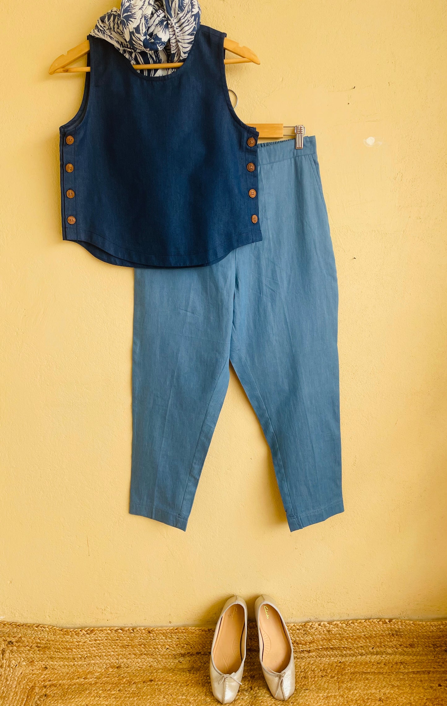 Twilight Denim Crop Top (Dark Blue)