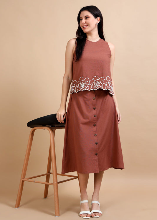 Mocha Mousse Skirt Coord Set