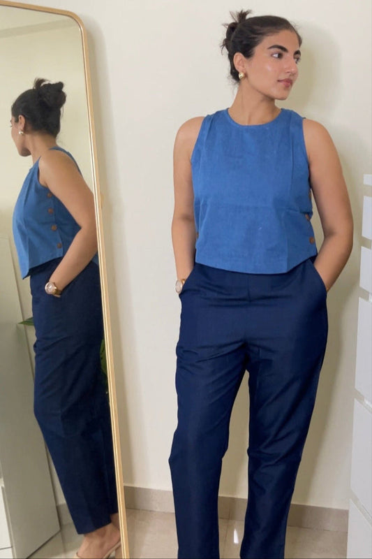 MidnightHue Denim Straight Pants (Dark Blue)