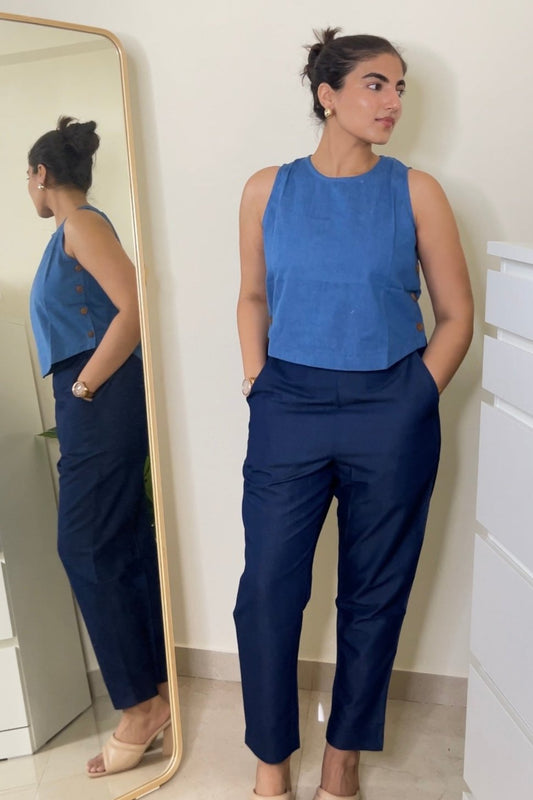 Azure Denim Crop Top (Light Blue)