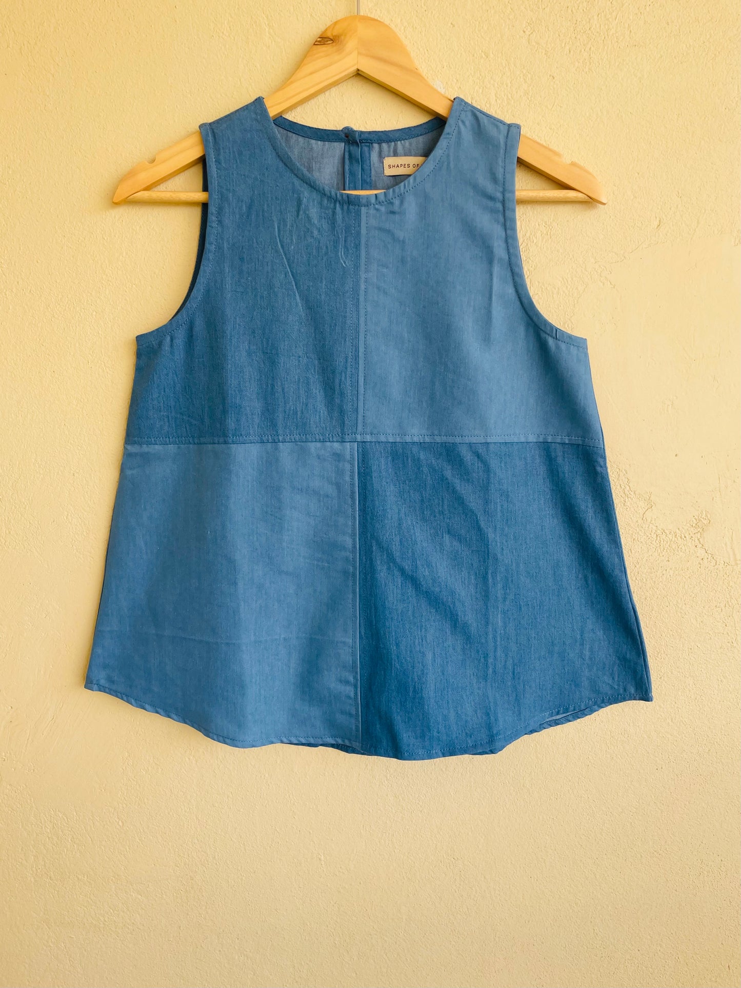 SkyShade Colour-Blocked Denim Top