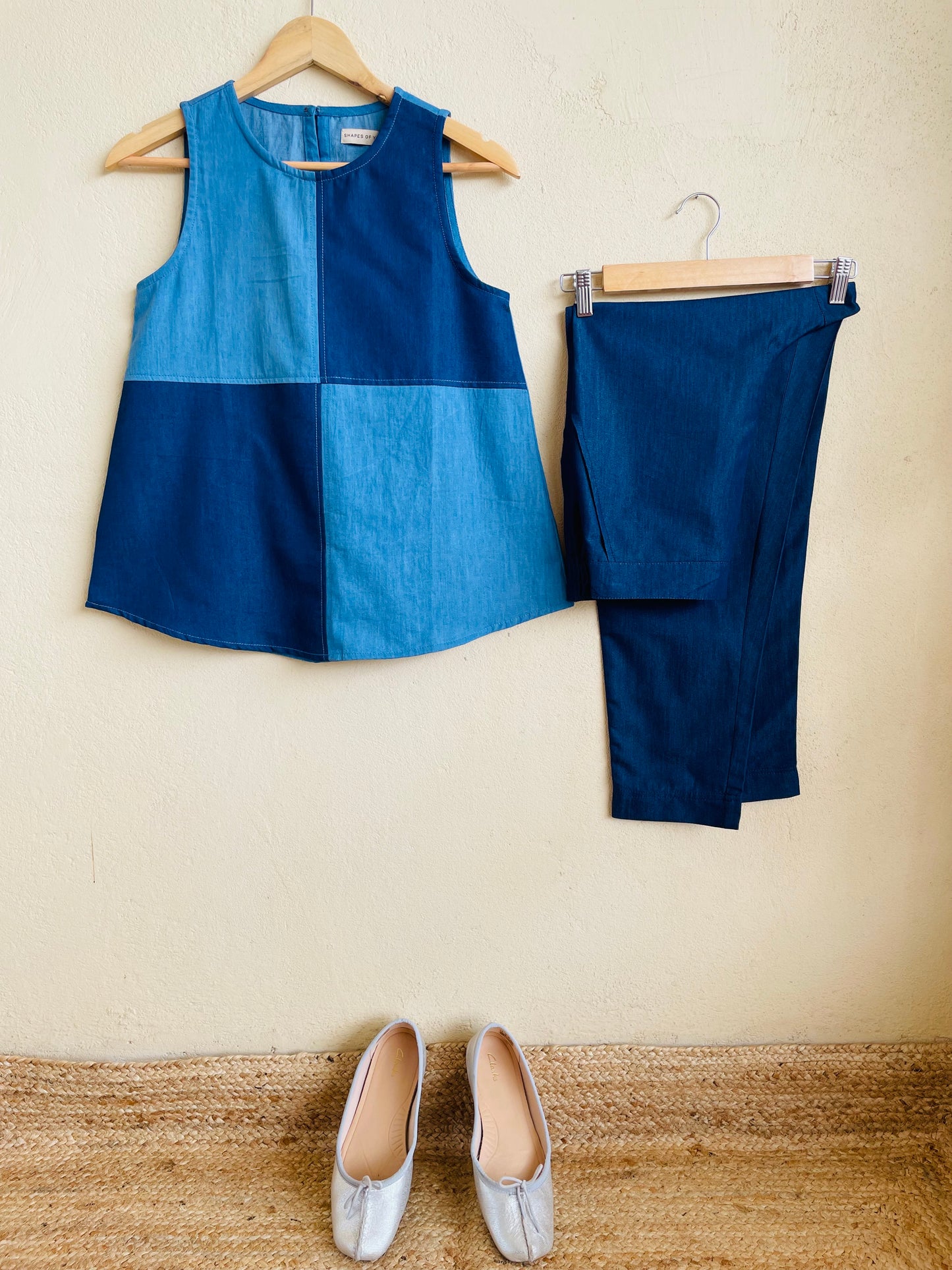 MidnightHue Colour-Blocked Denim Top