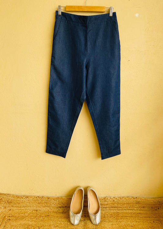 MidnightHue Denim Straight Pants (Dark Blue)
