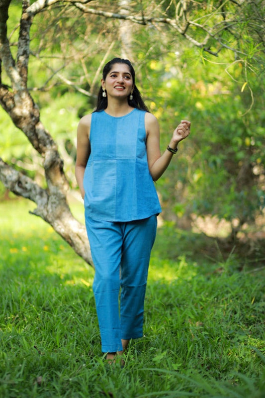 SkyShade Denim Straight Pants (Light Blue)