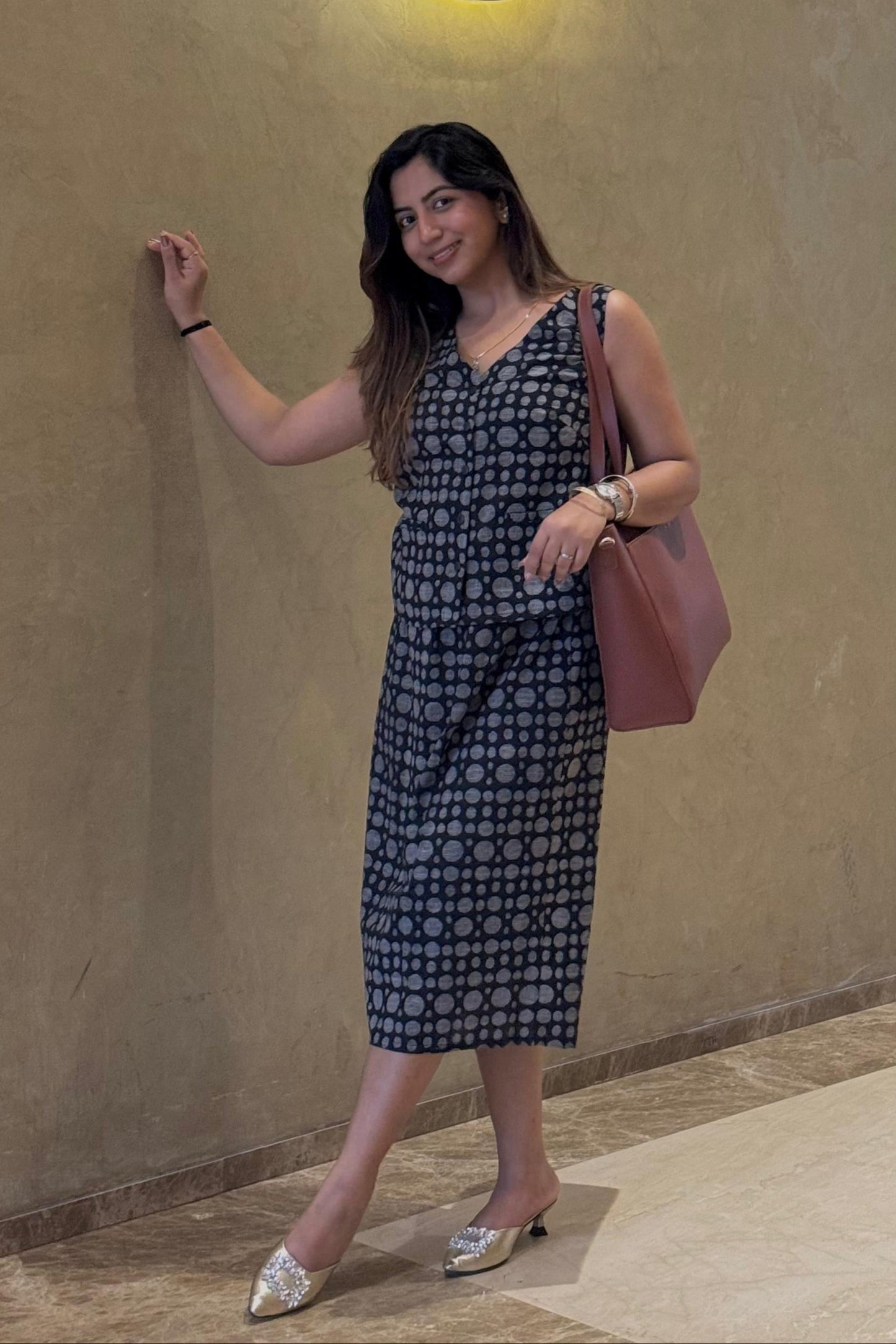 Everyday Vest - Black Printed Cotton Slub Vest for Women