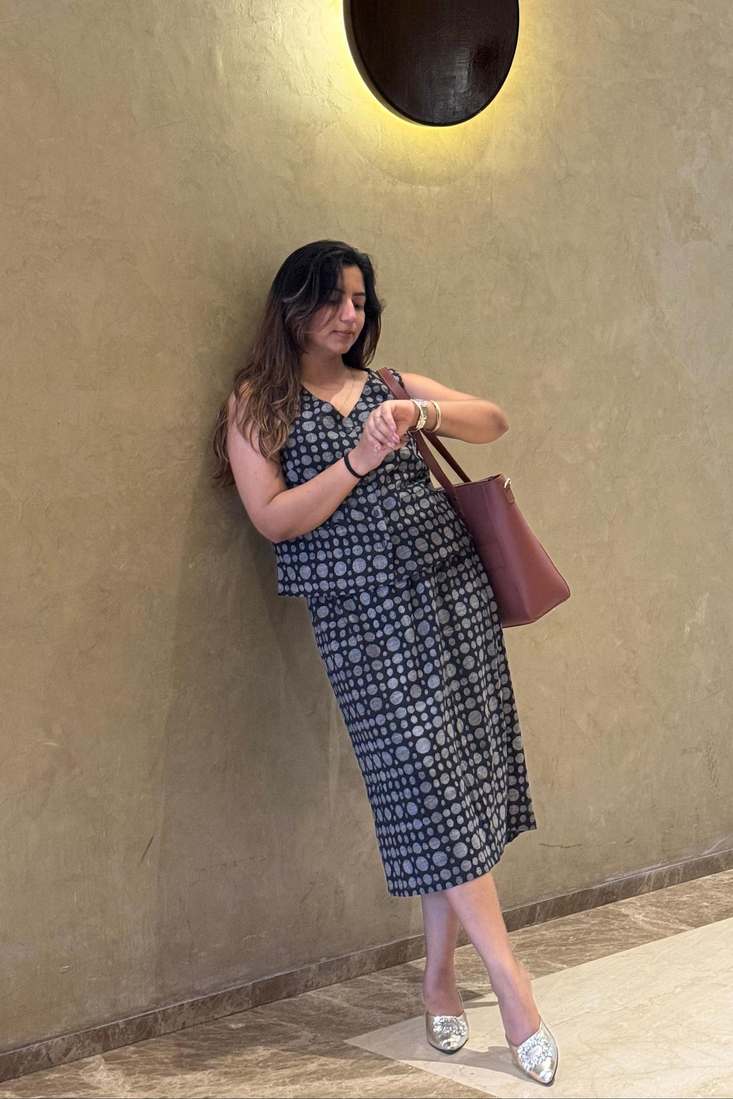 Everyday Vest - Black Printed Cotton Slub Vest for Women